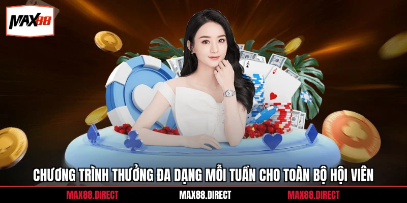 Chương trình thưởng đa dạng mỗi tuần cho toàn bộ hội viên